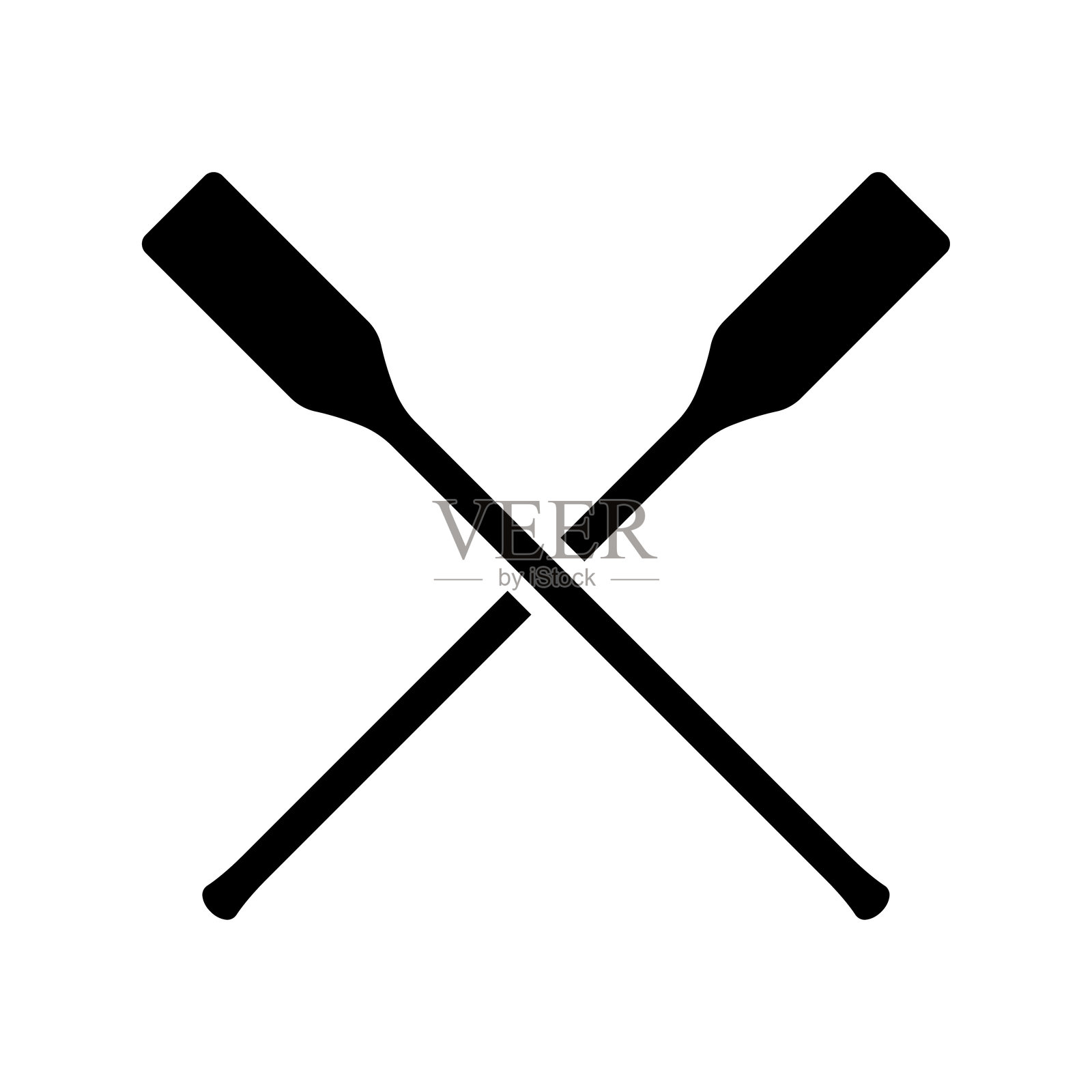 交叉桨图标。黑色轮廓。正面视图。矢量简单平面图形插图。白色背景上的孤立物体。孤立。插画图片素材