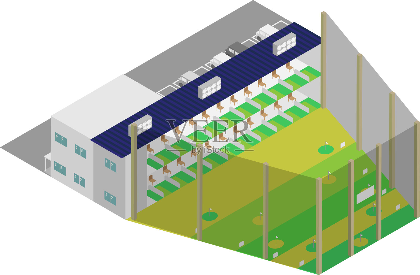 等距高尔夫练习场建筑图像素材插画图片素材