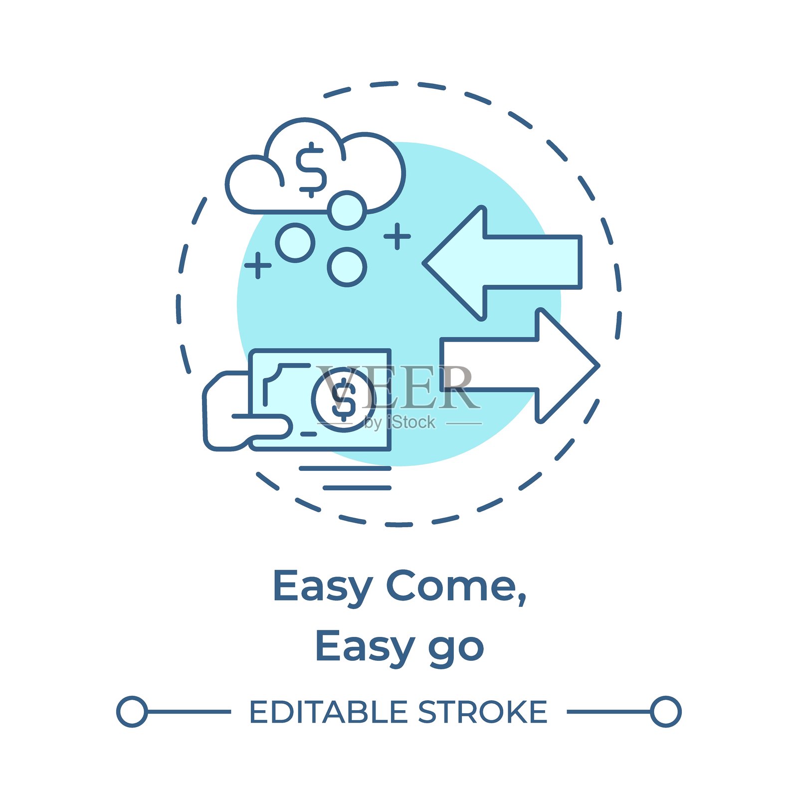 来得容易，去得也快的多彩概念图标插画图片素材