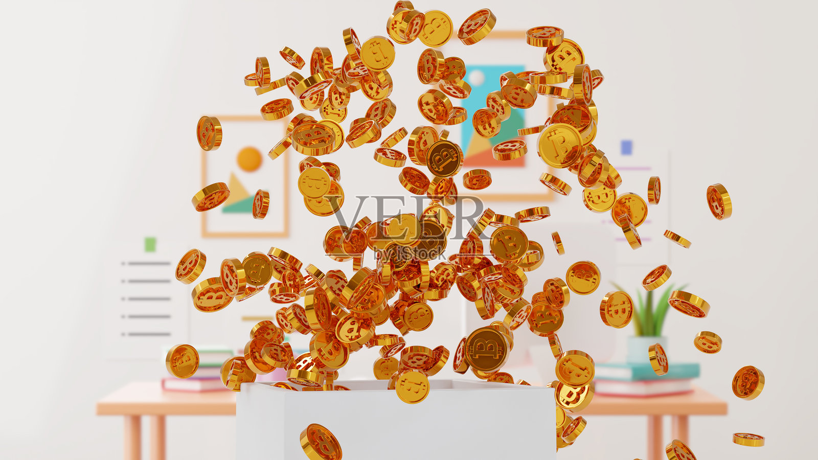 3D动画卡通美元金币，被动收入，财务收入，储蓄，金融投资，现金流，金融贷款，金融股票，工资，外汇汇率。照片摄影图片