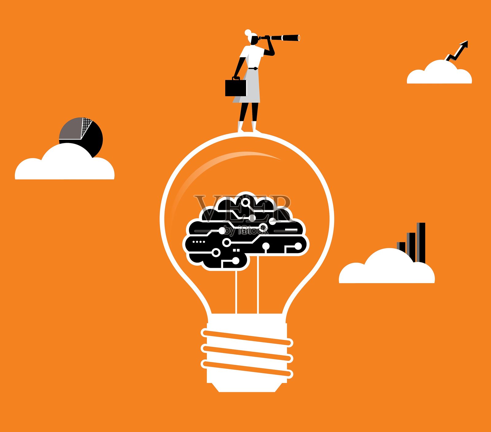 女商人 - 预测插画图片素材