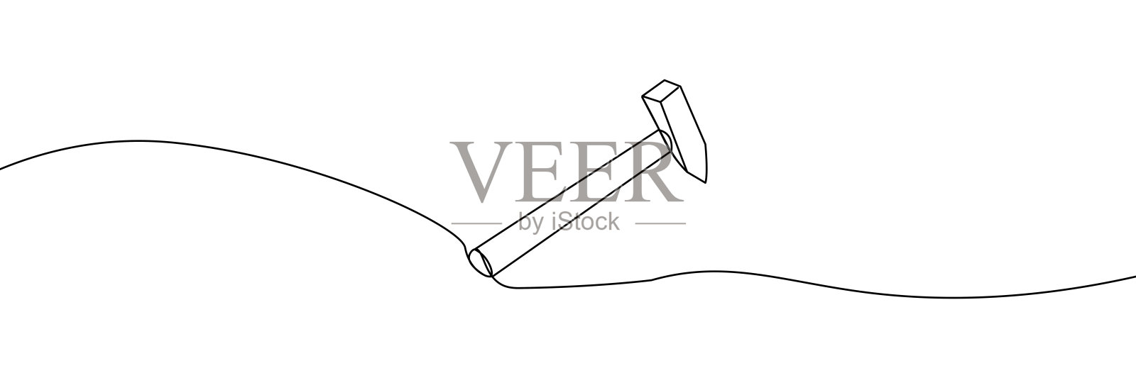 简约风格的锤子简单连续线条绘图。单线图标。连续线锤子图标。矢量插图。插画图片素材