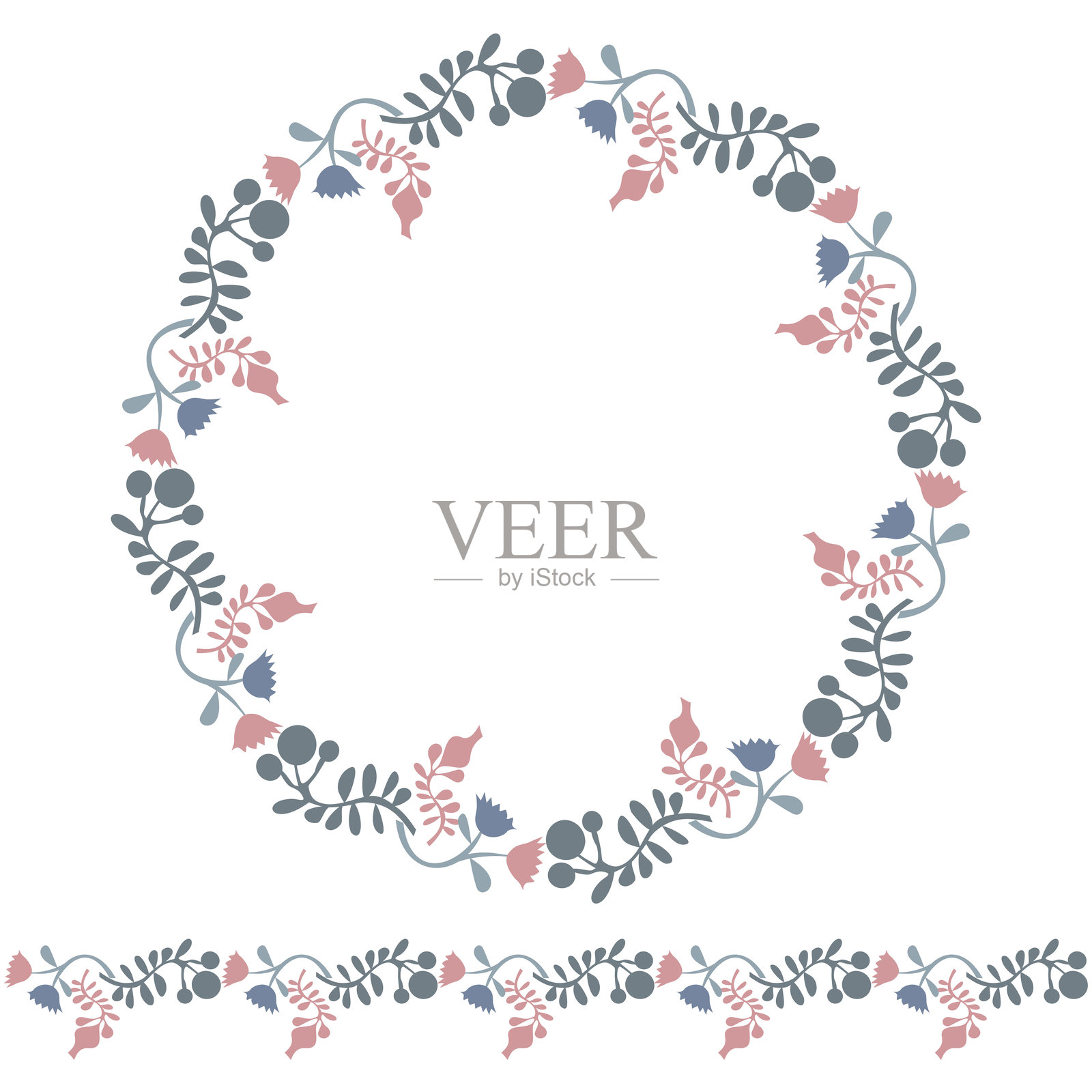 花环。抽象花卉设计。插画图片素材