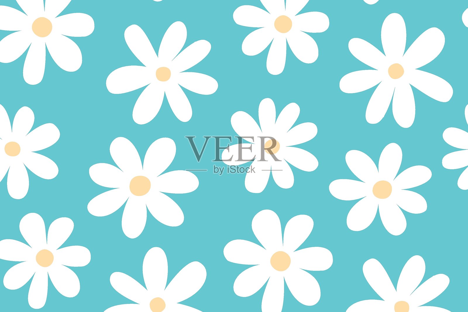 白色花朵的图案。手绘。矢量插图插画图片素材