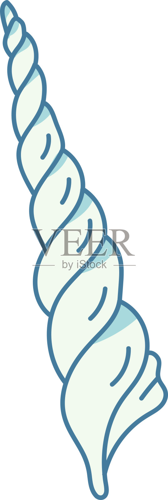 夏季海滩蓝色贝壳元素套装插画图片素材