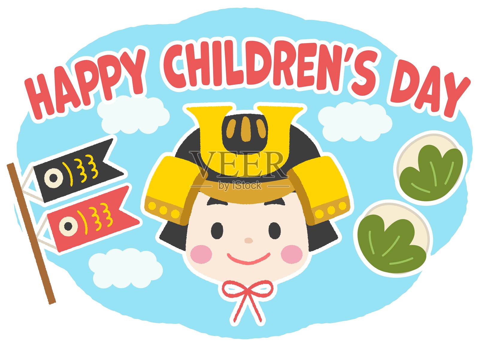 五月儿童节和鲤鱼旗图标插图插画图片素材