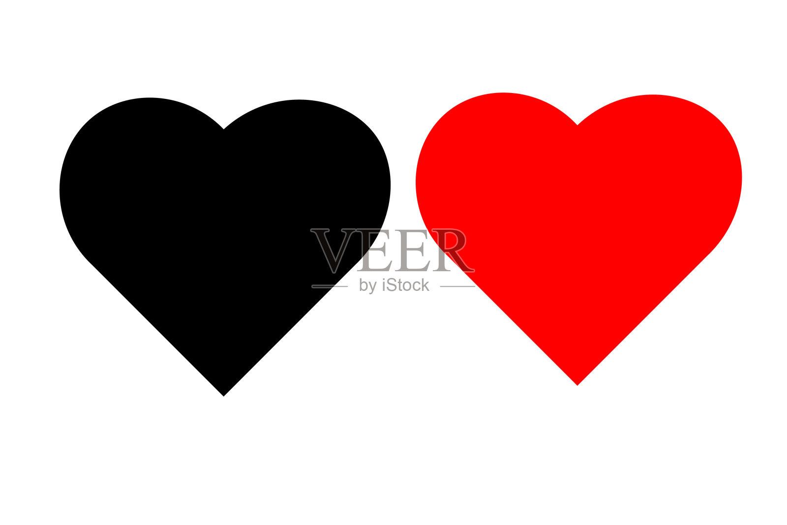 黑色和红色的心形图标插图插画图片素材