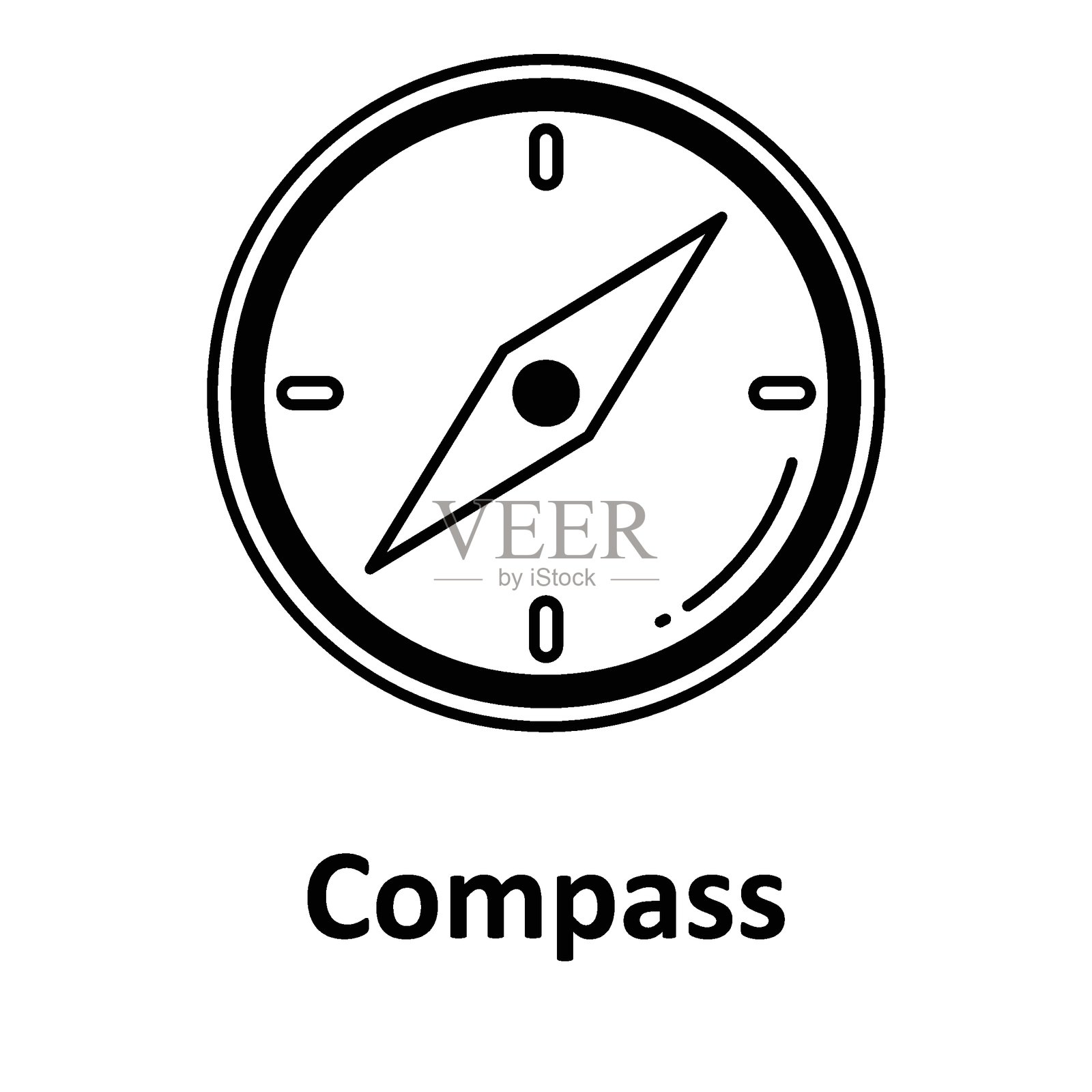 可轻松编辑或修改的指南针轮廓矢量图标插画图片素材