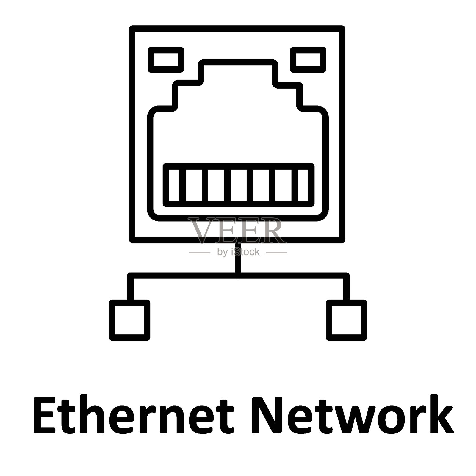 以太网网络矢量图标，易于修改或编辑插画图片素材