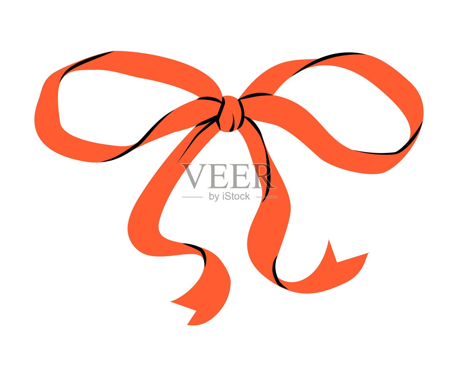 红色丝带蝴蝶结，背景透明。插画图片素材