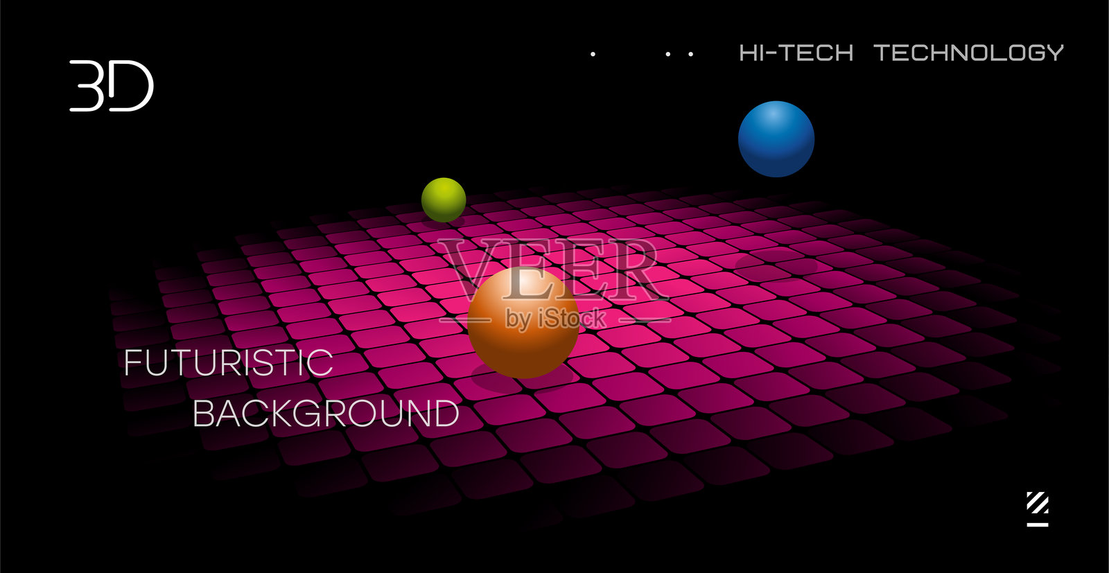 具有3D物体效果的抽象背景。太空中的3D球体。插画图片素材