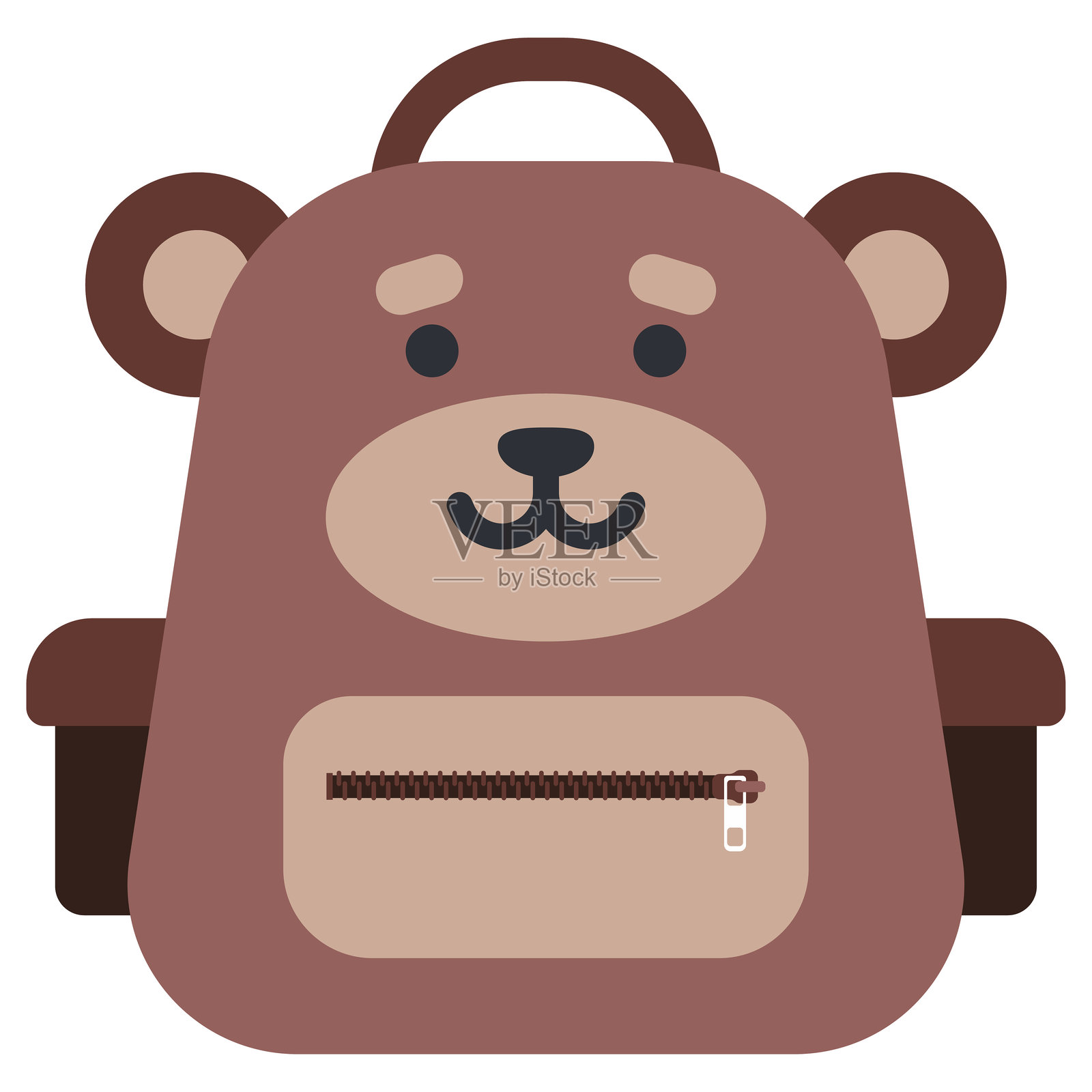 可爱的熊背包儿童矢量卡通插图，背景为白色。插画图片素材