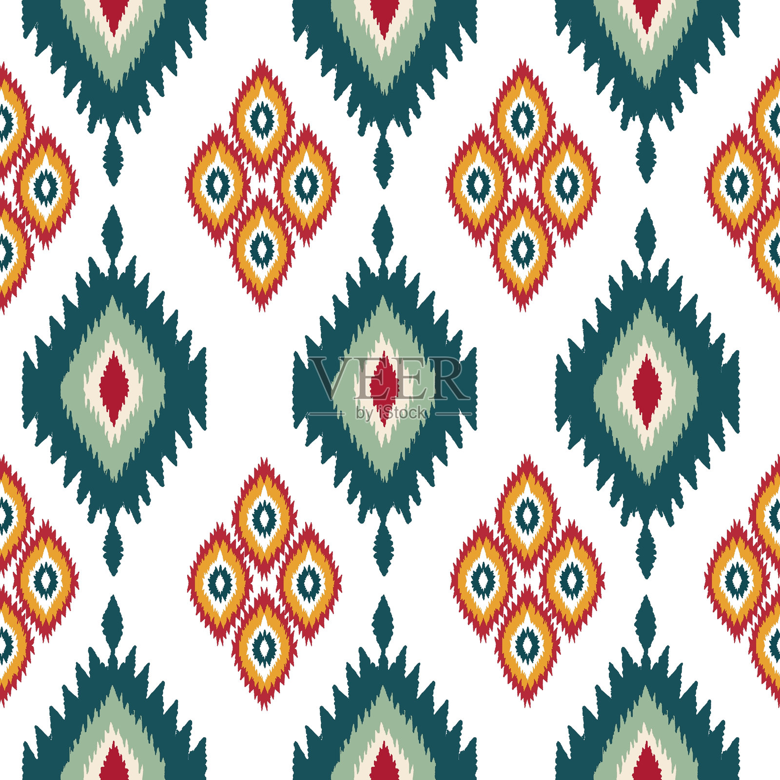 带有民族装饰的矢量无缝图案。民族波西米亚风格的无缝花卉图案。印刷。布料设计。插画图片素材