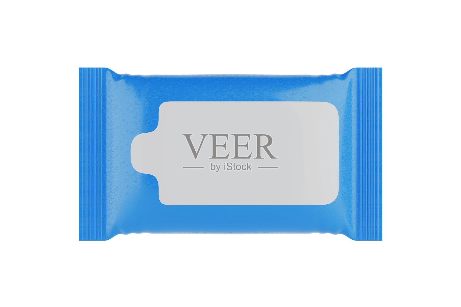 湿巾流蓝包装模型，带有空白贴纸供您设计。3D渲染照片摄影图片