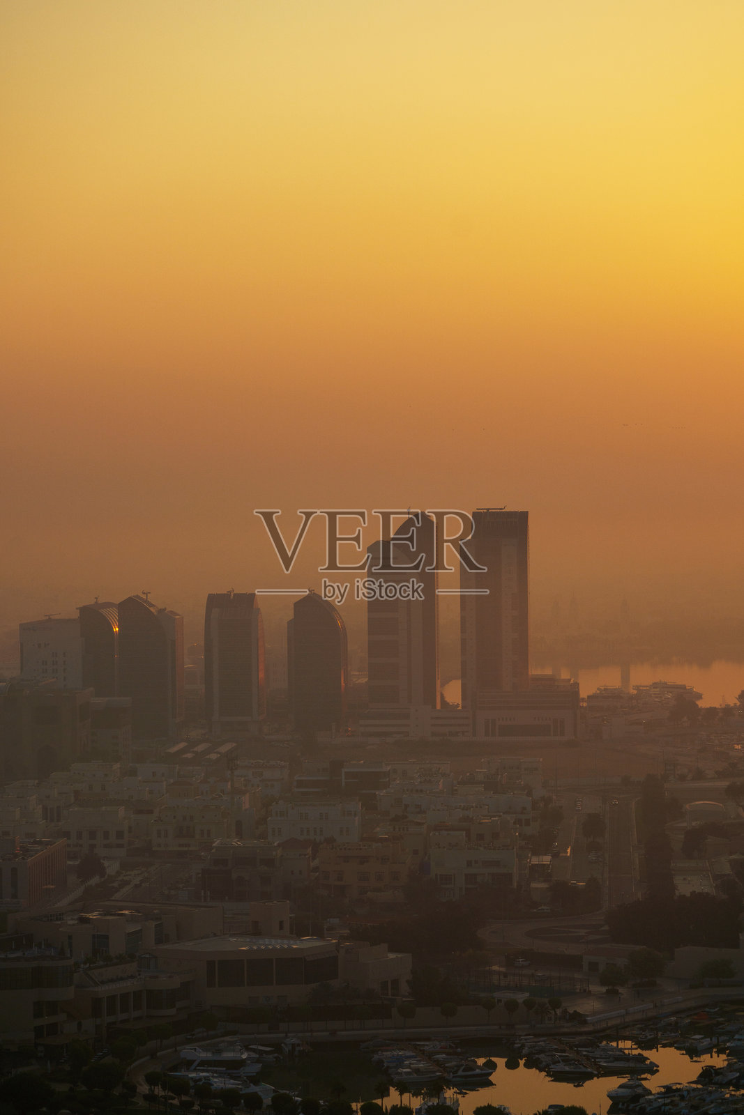 阿布扎比天际线鸟瞰图照片摄影图片