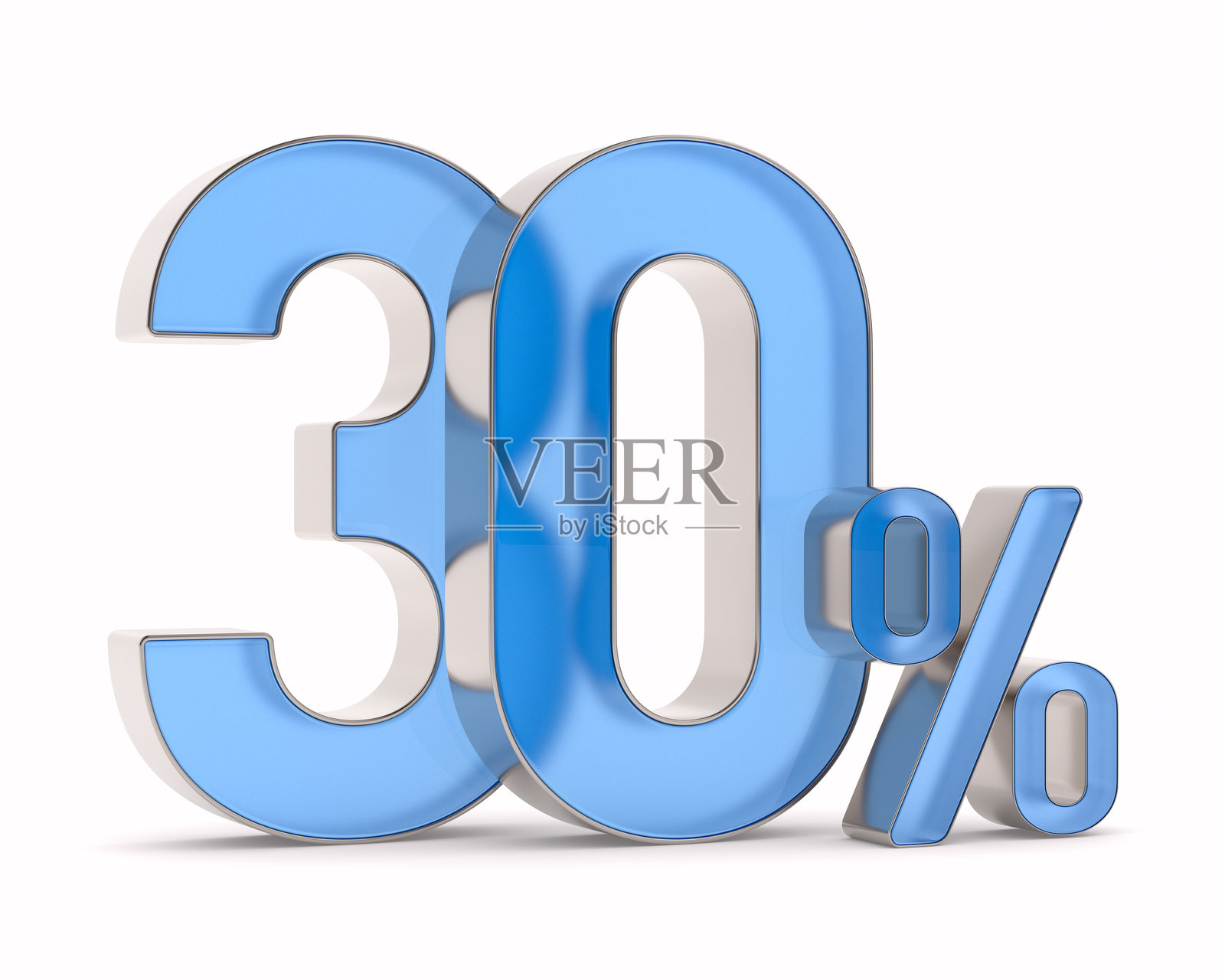 白色背景上的三十个百分点。孤立的3D插图照片摄影图片
