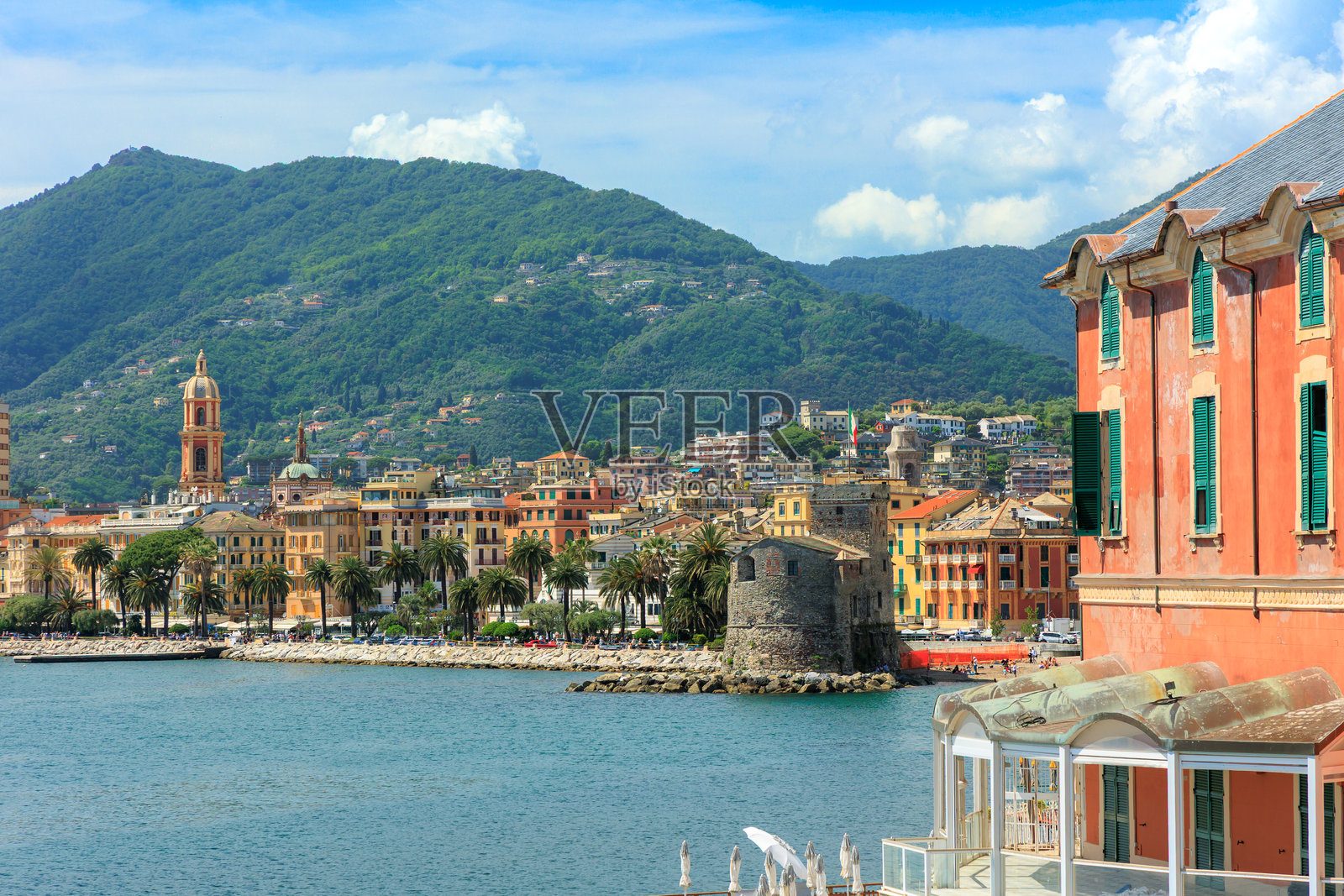 拉帕洛城市风景，意大利海边城市照片摄影图片