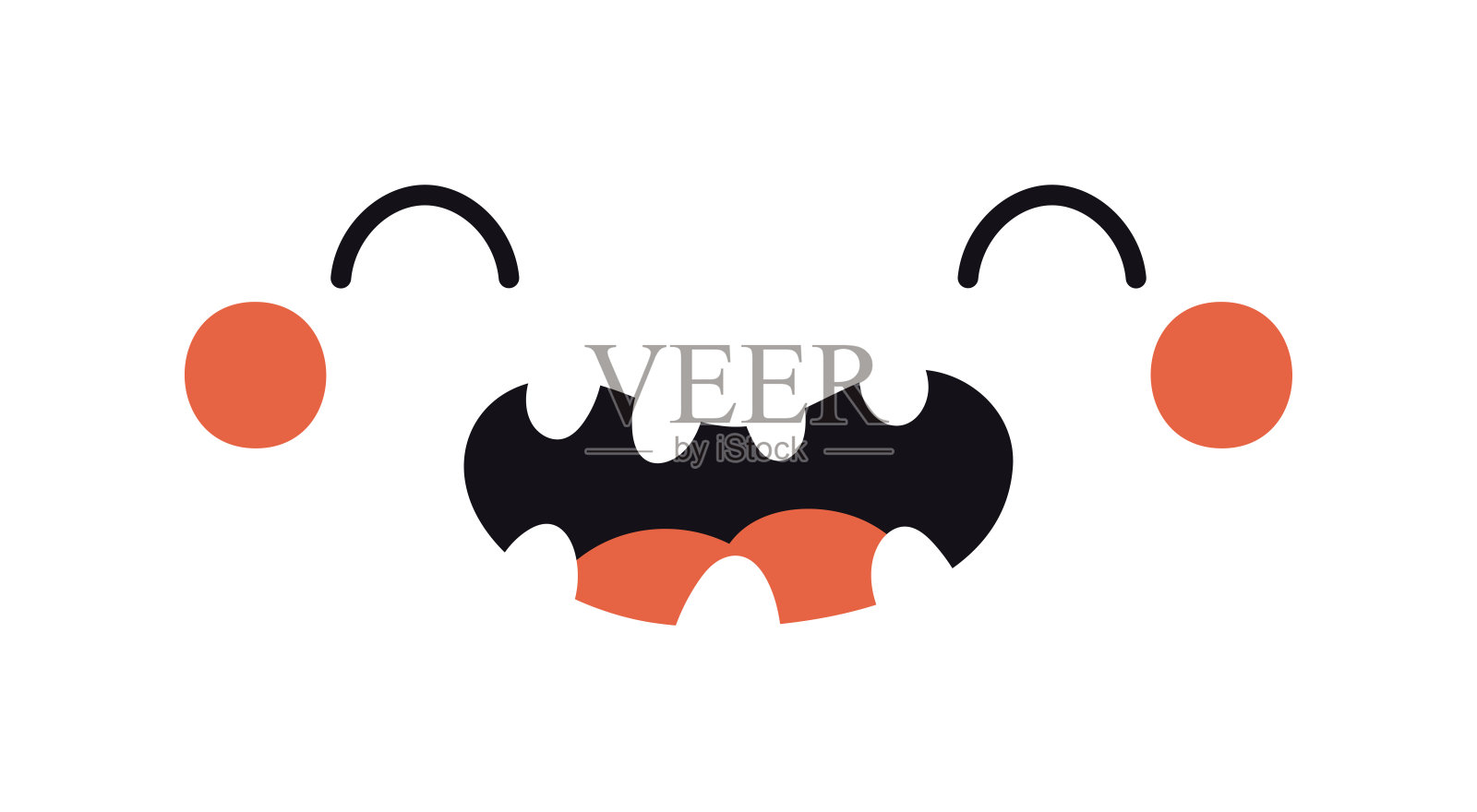 可爱的卡通脸部插图。插画图片素材