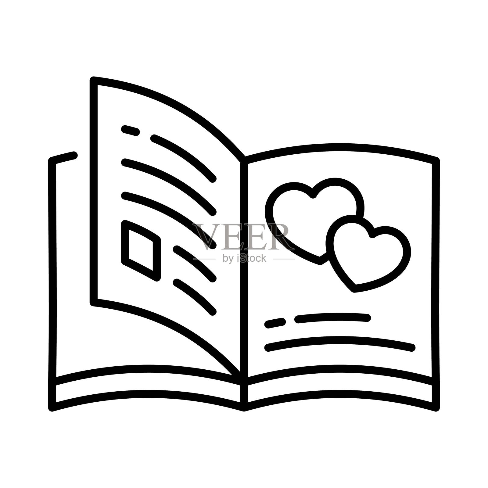 爱书矢量轮廓图标。EPS 10 文件插画图片素材