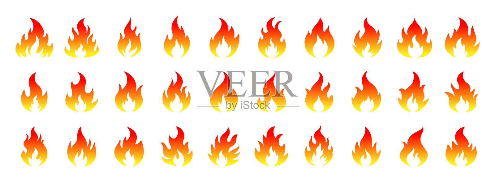 火焰图标集合。火焰符号扁平风格矢量插图。插画图片素材