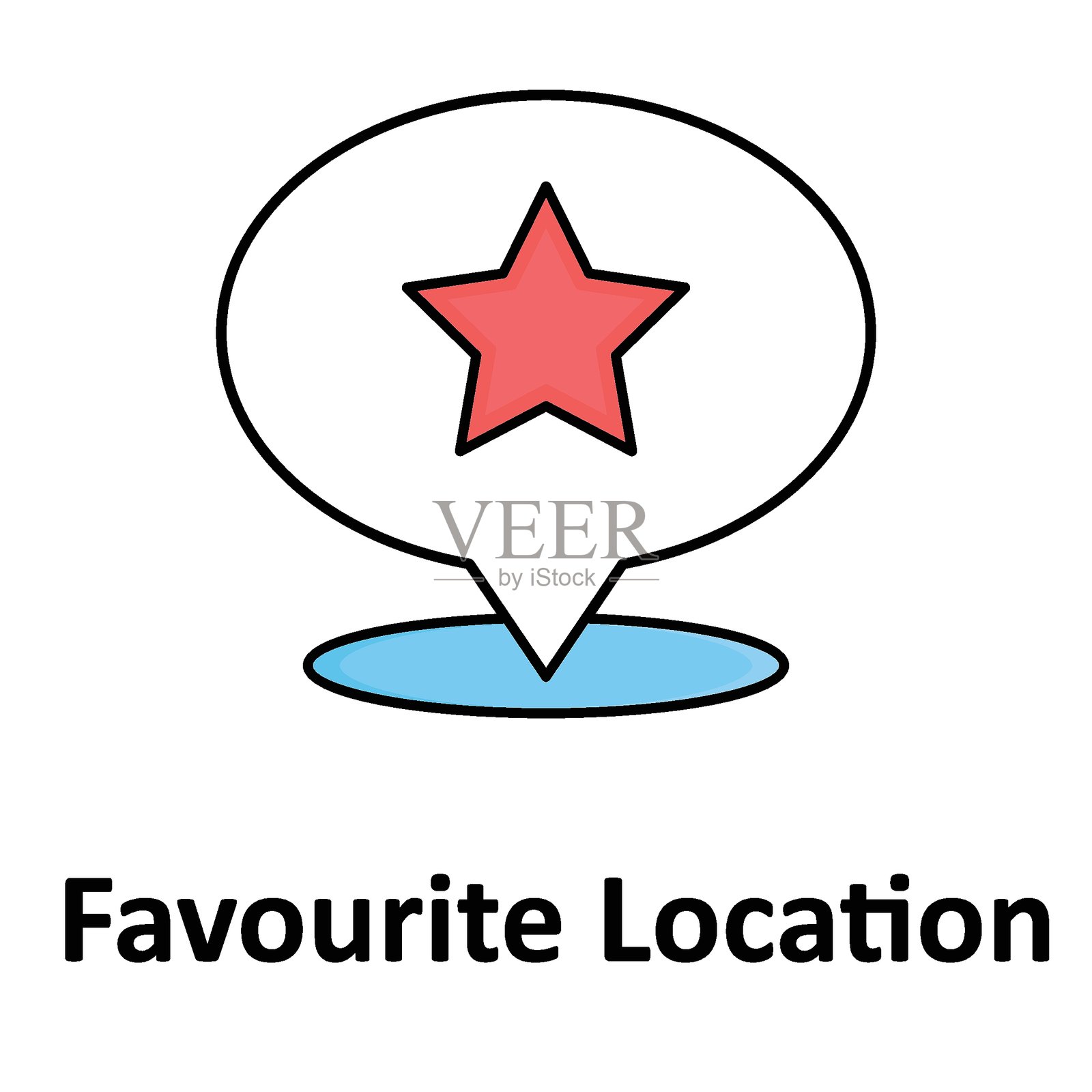 可轻松编辑或修改的最爱位置轮廓矢量图标插画图片素材