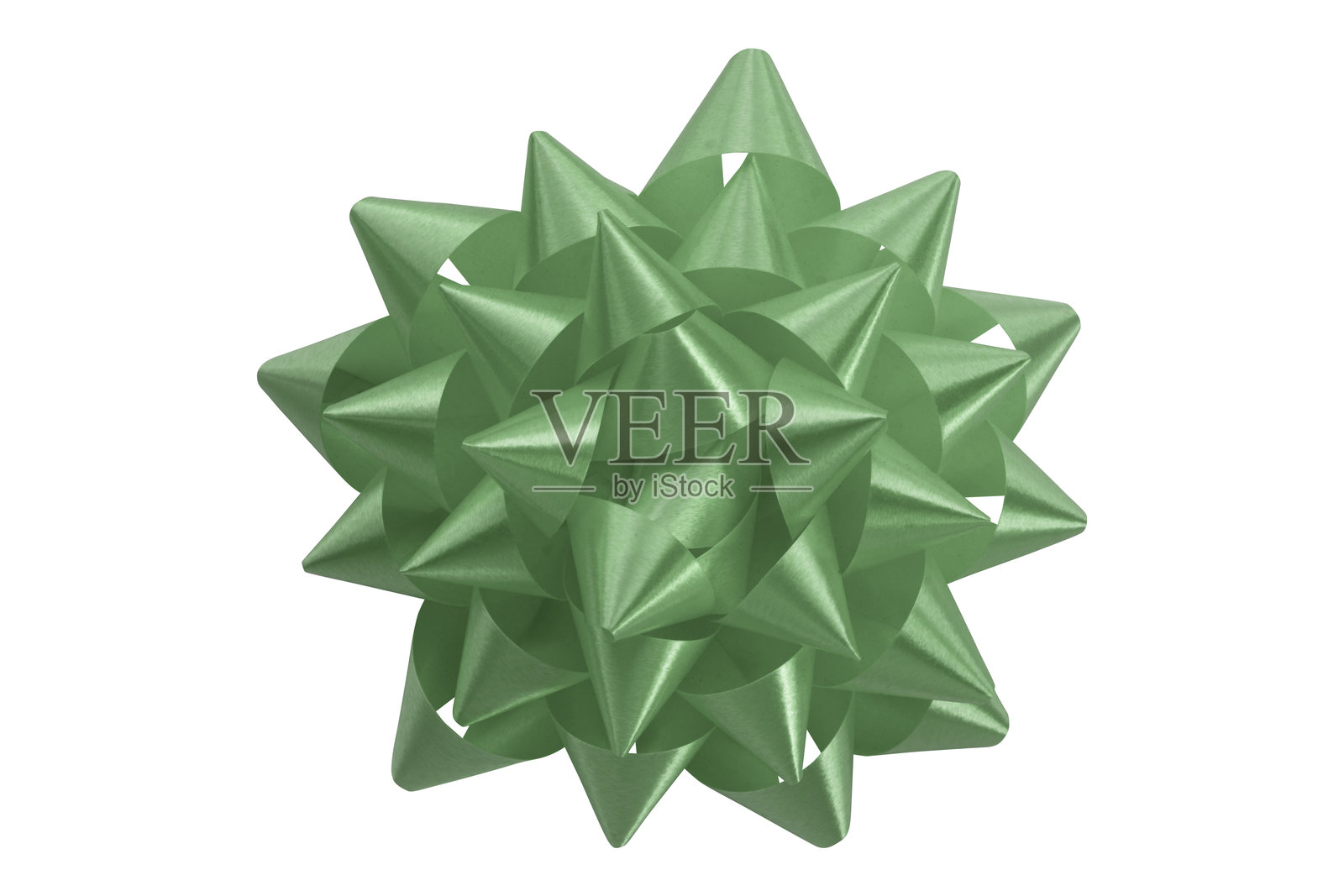 白色背景上的绿色丝带照片摄影图片