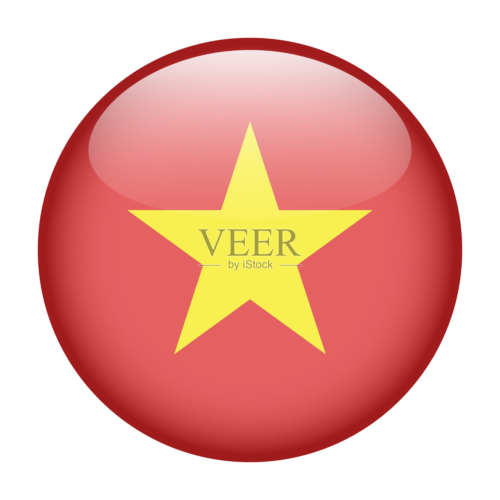 越南国旗，圆形光泽按钮图标插画图片素材