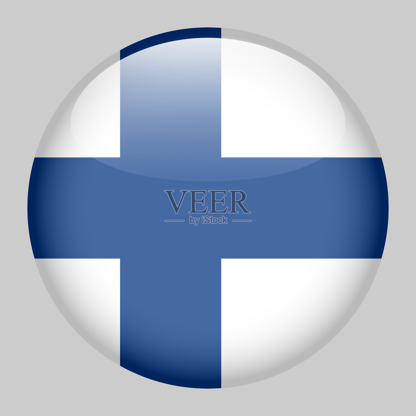 芬兰国旗，圆形光泽按钮图标插画图片素材