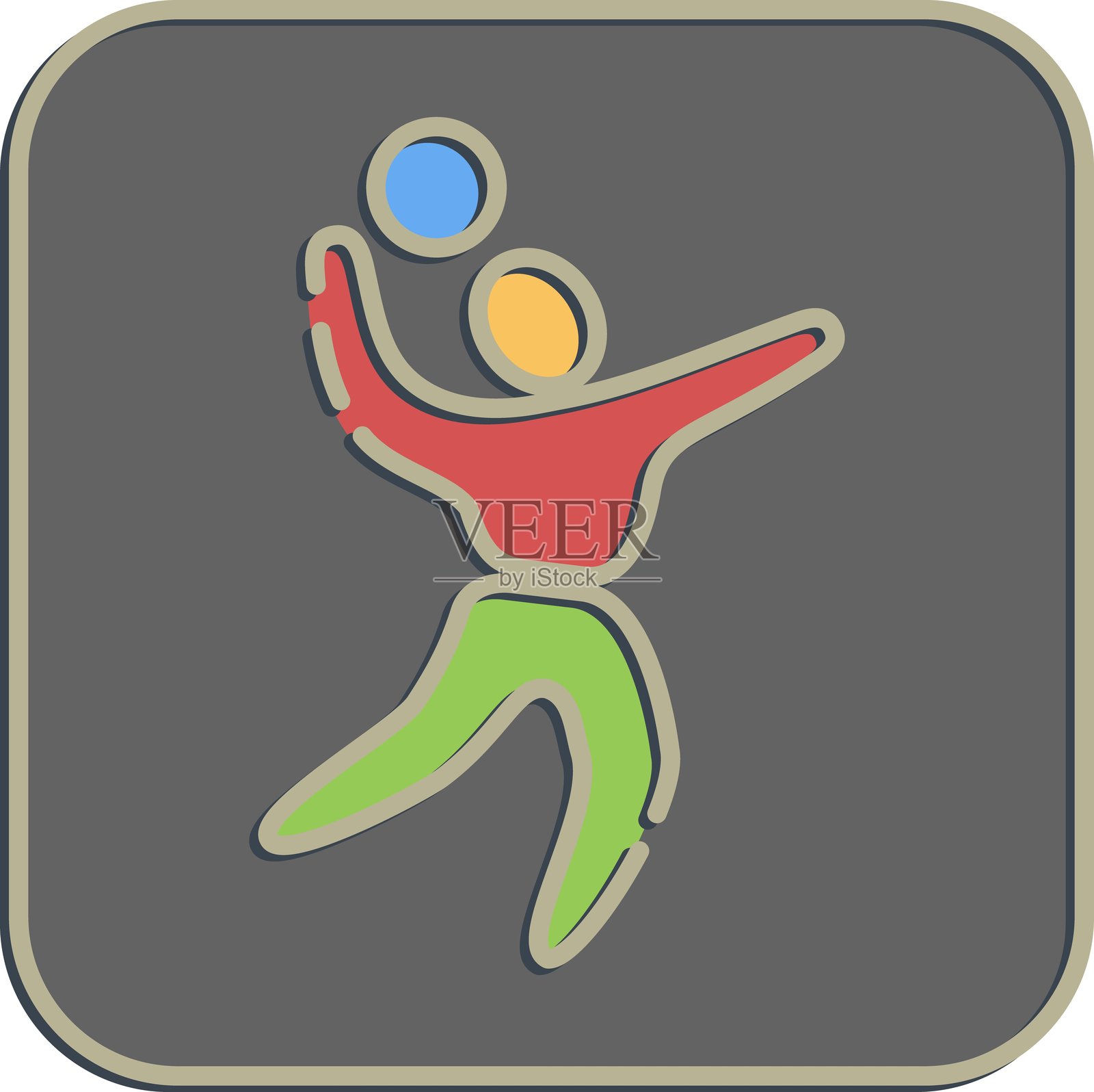 排球图标。奥林匹克运动元素。浮雕风格的图标。插画图片素材