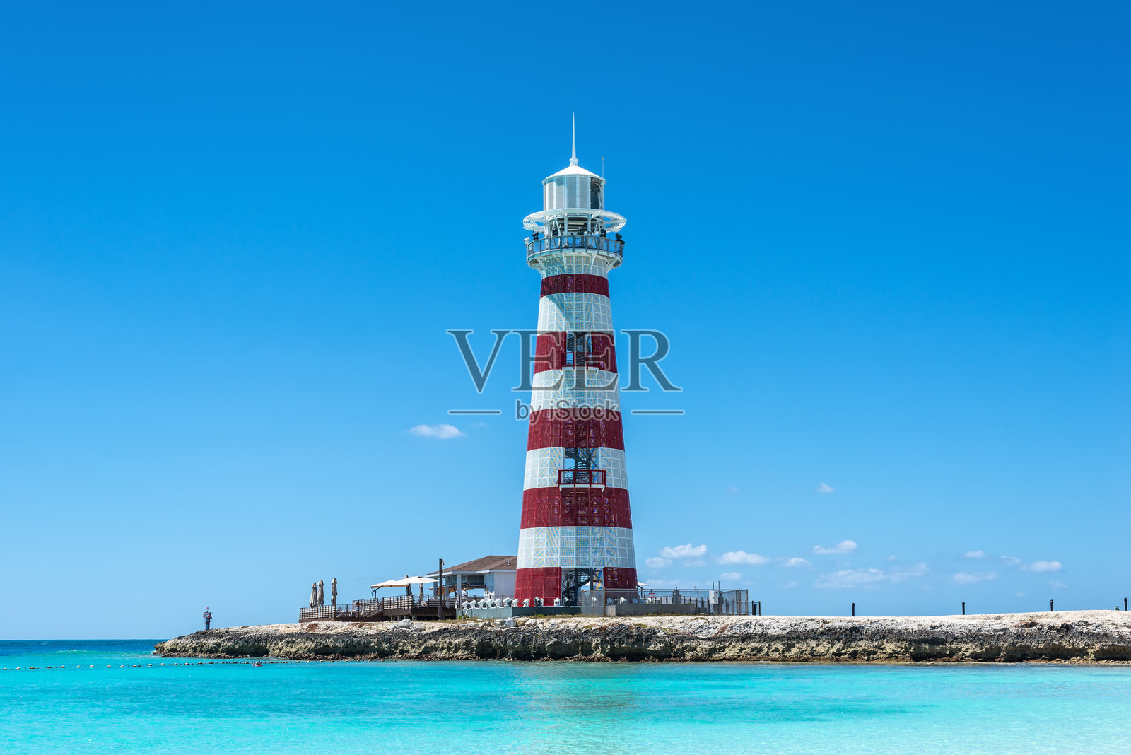 巴哈马海洋凯岛上的灯塔照片摄影图片