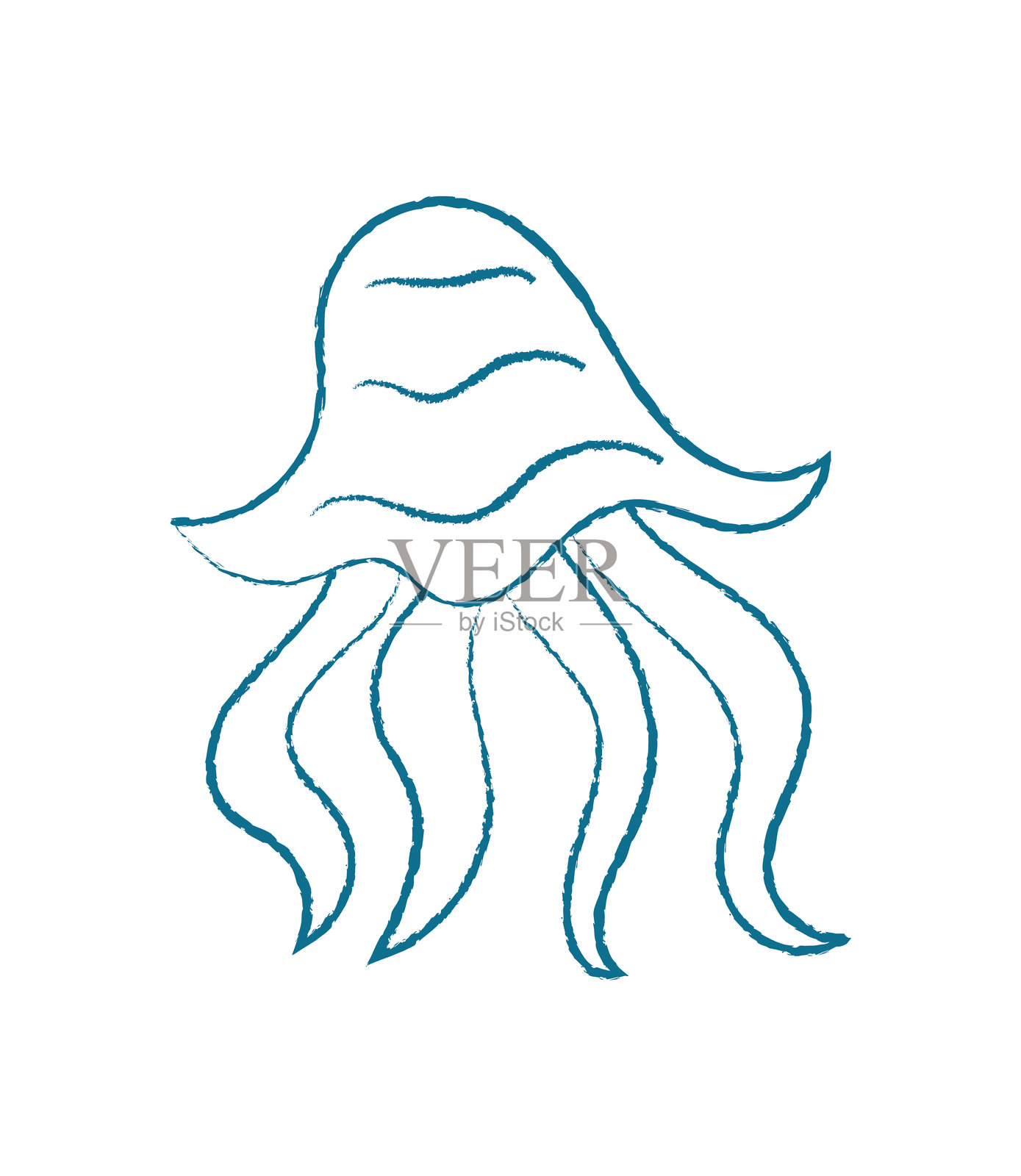 粉笔轮廓水母插画图片素材