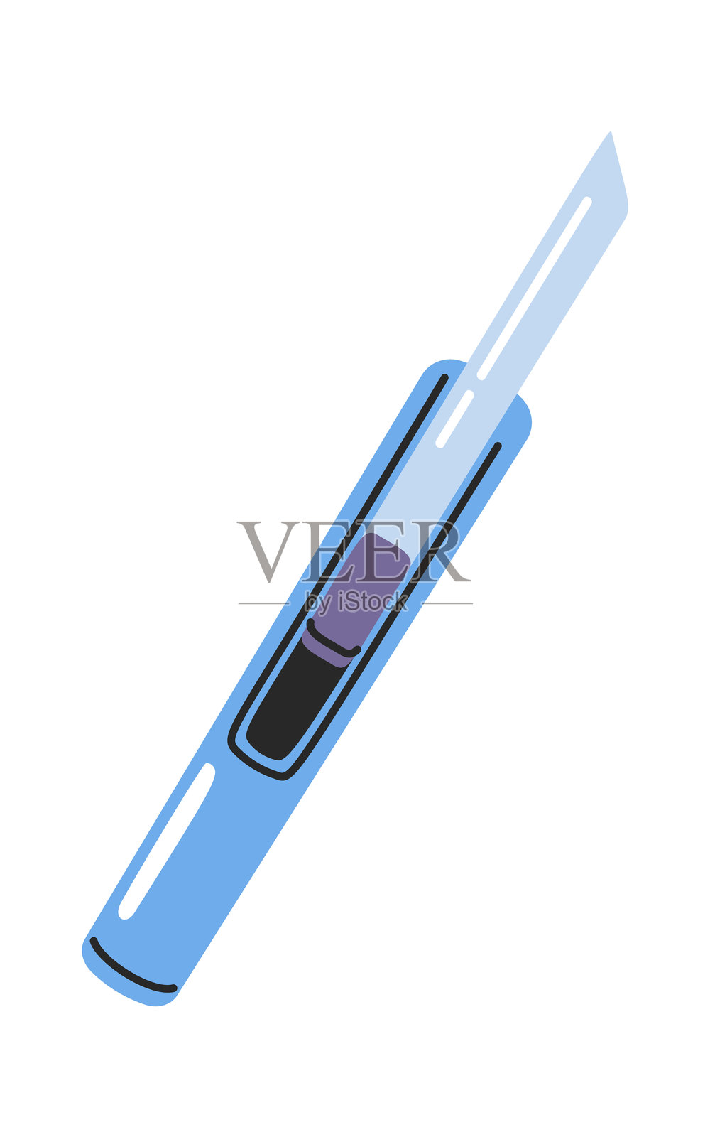 手绘的锋利纸刀涂鸦插画图片素材