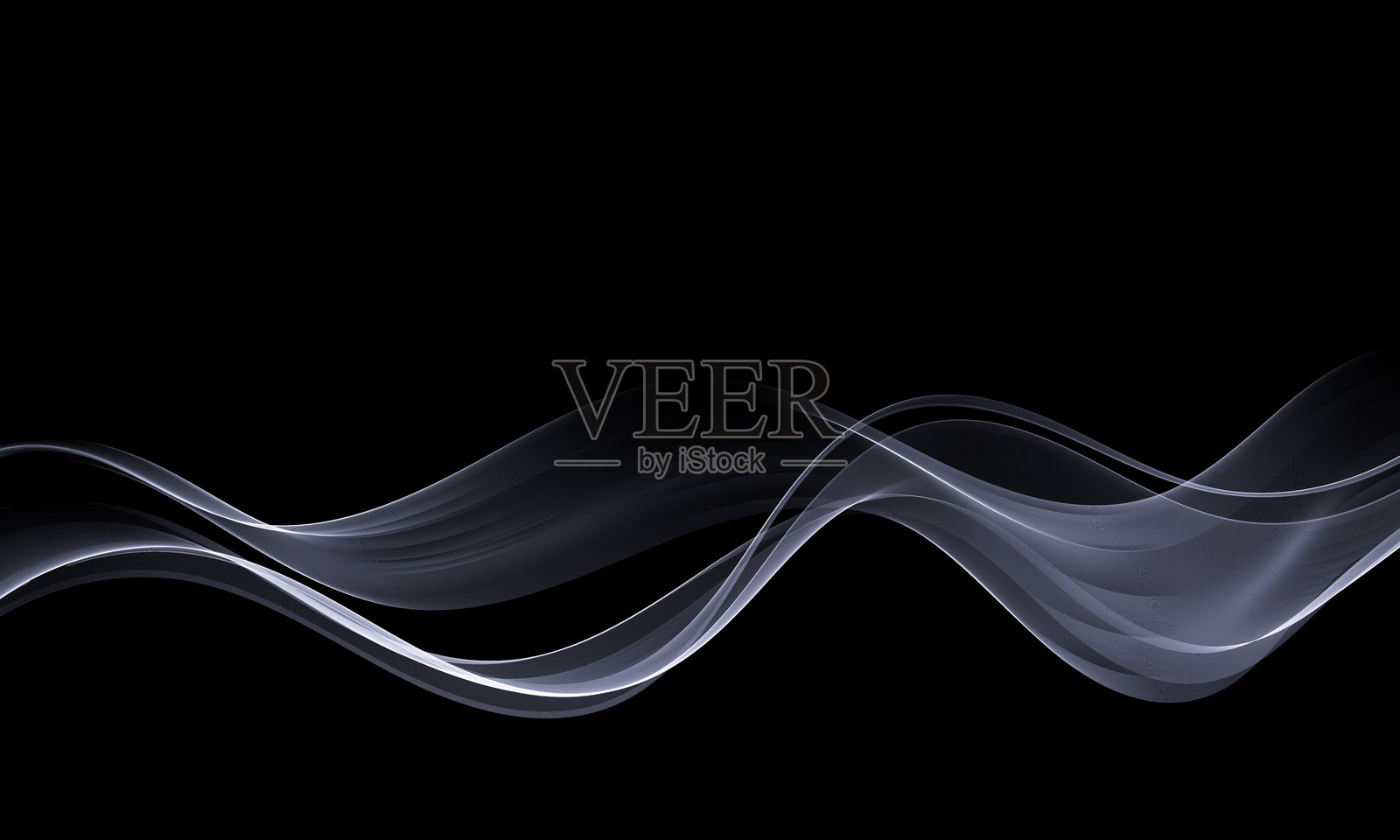 现代抽象黑色背景与弯曲的亮色波浪。设计元素。插画图片素材