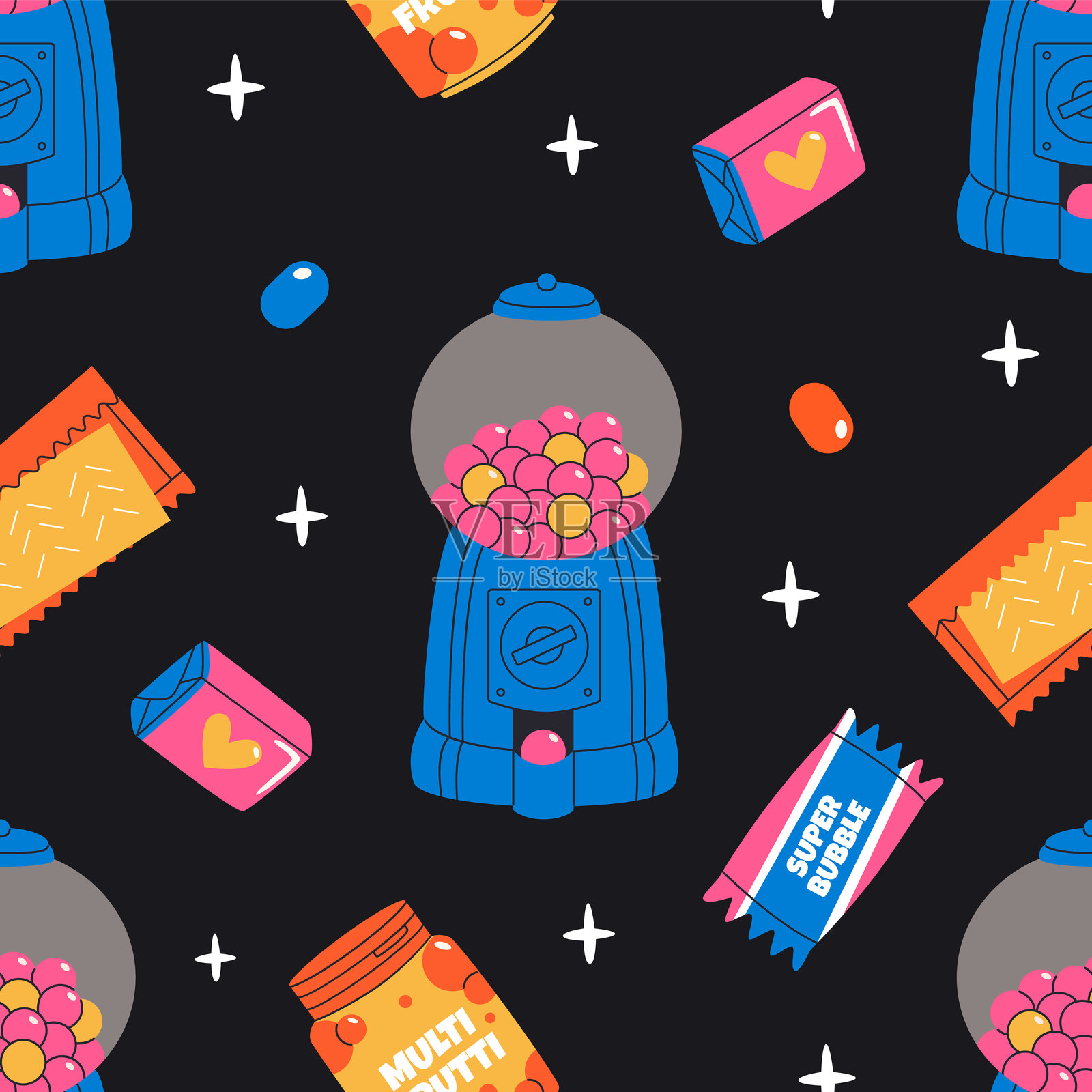 口香糖无缝图案插画图片素材