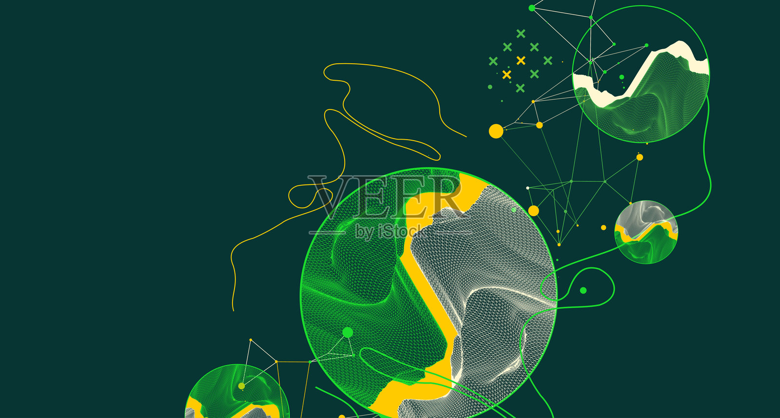 时尚的抽象线框背景。现代科学或技术艺术元素。圆圈内的表面插图插画图片素材