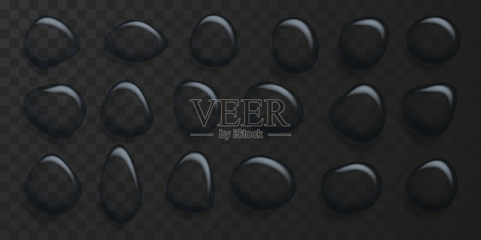 玻璃上的水滴矢量图。透明背景上的雨滴插画图片素材