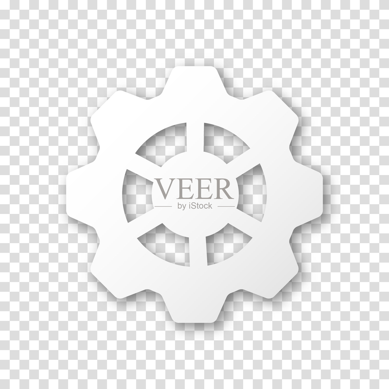 齿轮图标，扁平设计。机器链轮齿轮图标。透明背景上的真实矢量齿轮标志。插画图片素材