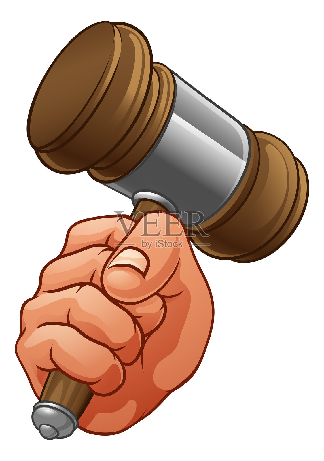 拍卖师法官手持木制槌子插画图片素材