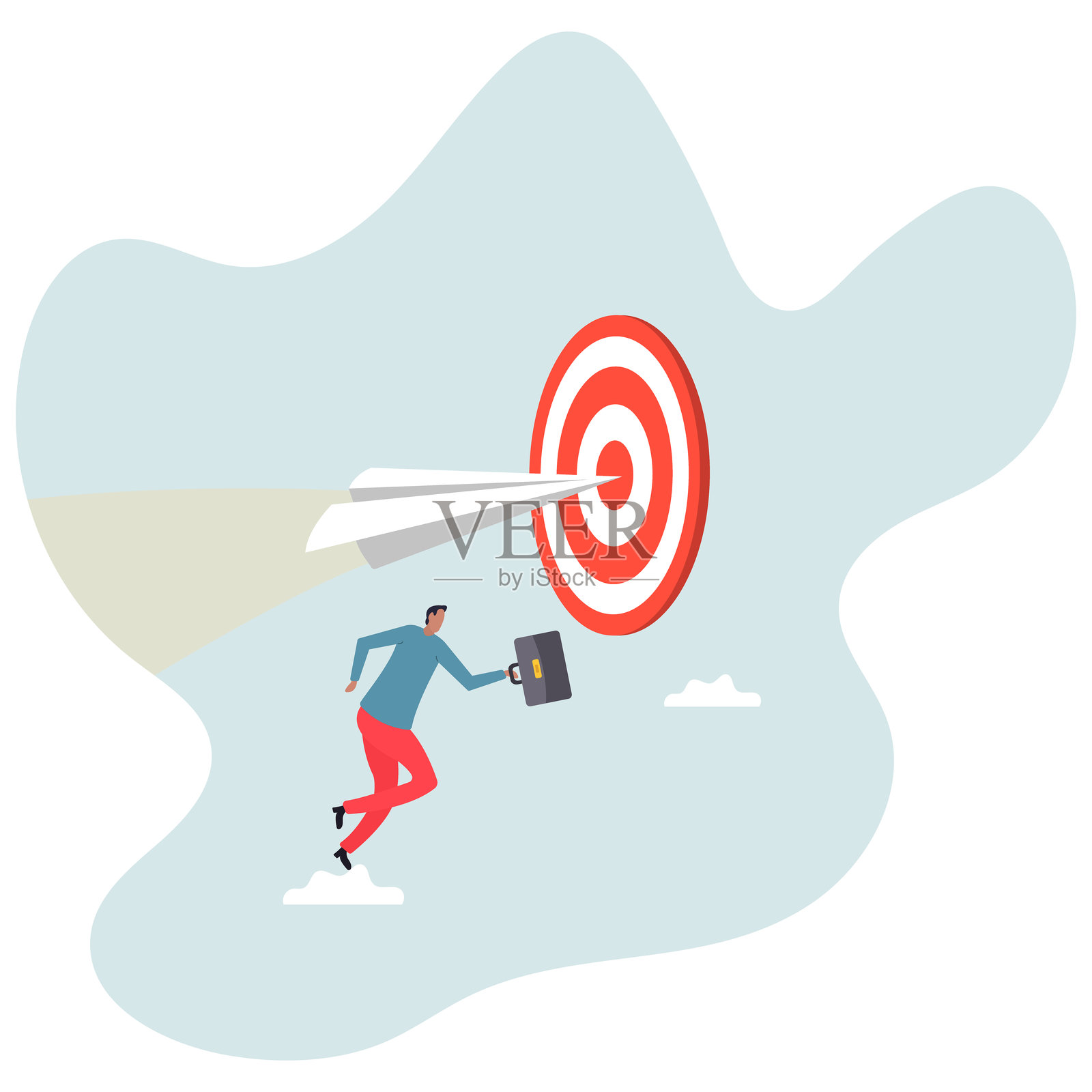 商业目标或目标，挑战或改进以实现成功，赢得商业竞争或激励。设计角色。插画图片素材