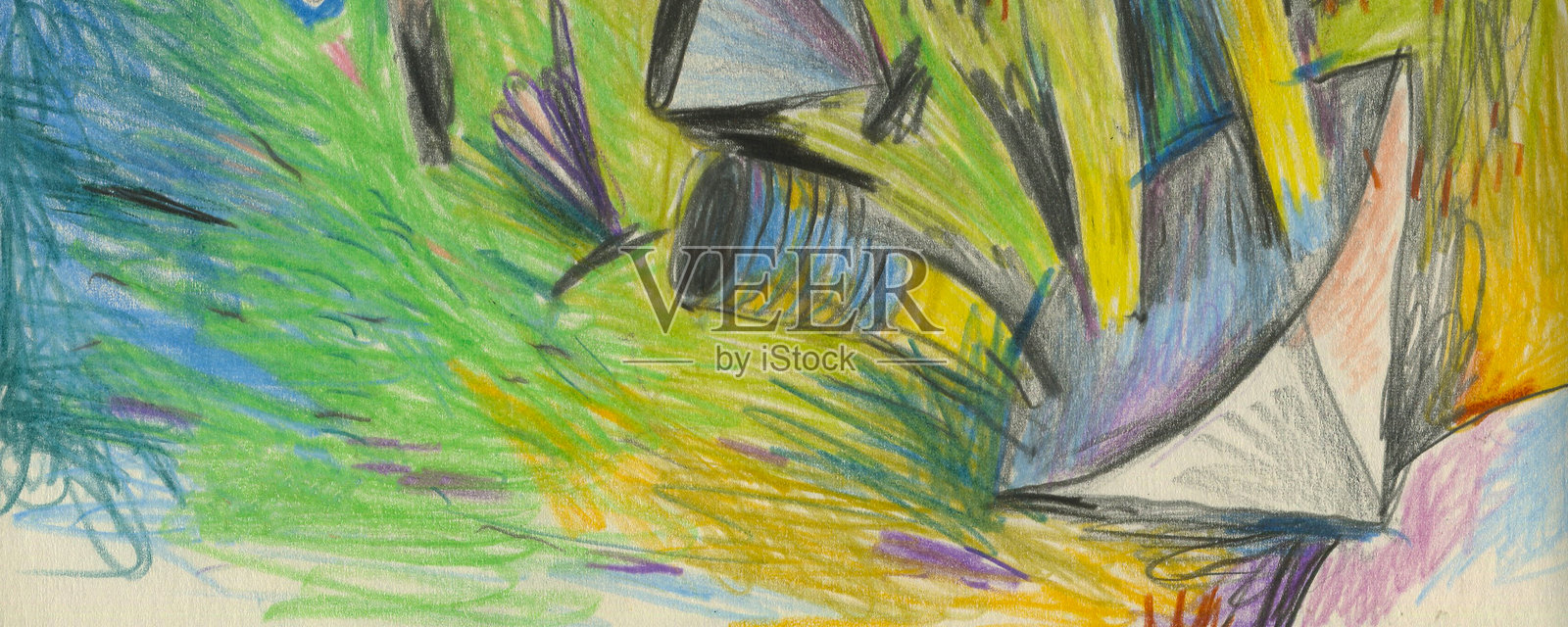 动态笔触下的抽象色彩混沌插画图片素材