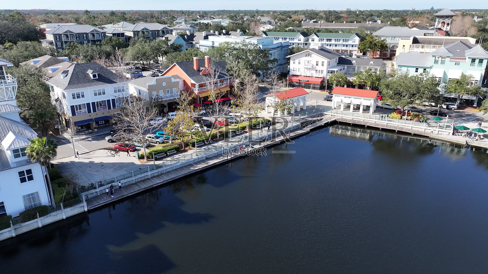 美国佛罗里达州庆典的湖边公园。照片摄影图片