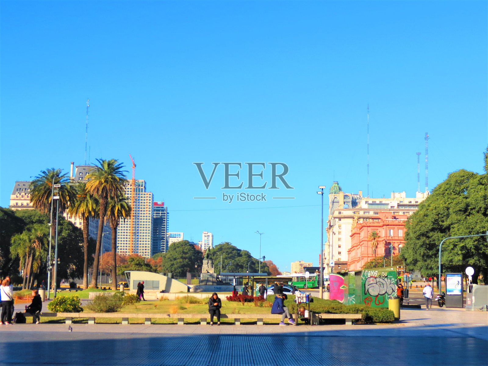 布宜诺斯艾利斯城市风光。阿根廷的首都。布宜诺斯艾利斯的粉红宫（Casa Rosada）建筑。照片摄影图片