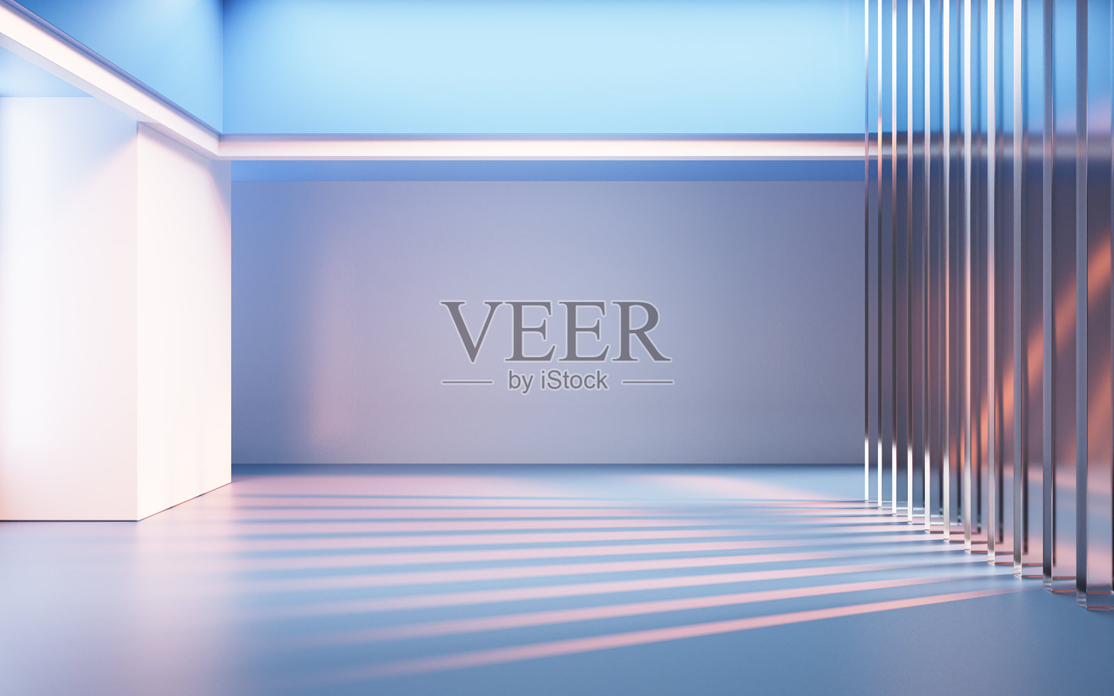 具有创意几何形状的空建筑结构，3D渲染。照片摄影图片