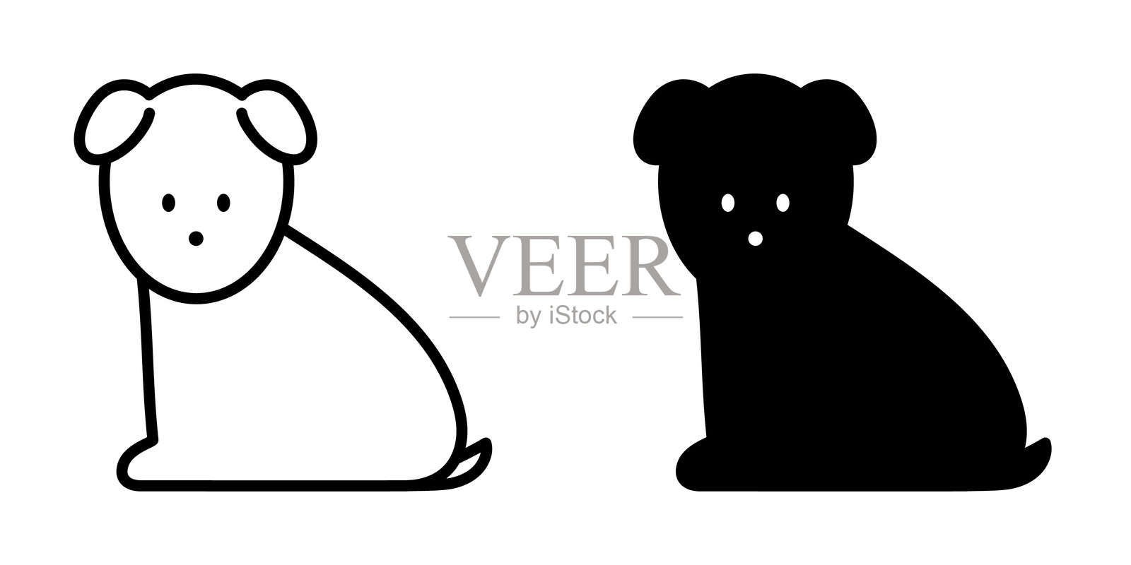 狗的图标集，完整身体插画图片素材