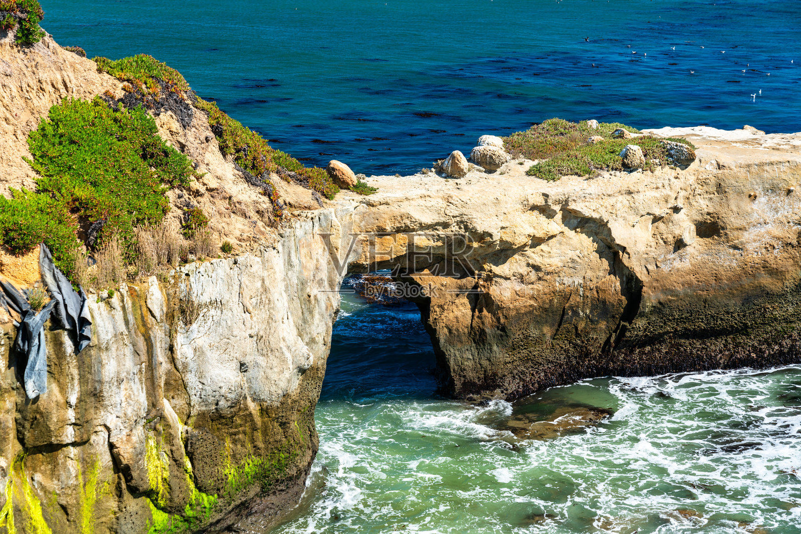加州圣克鲁斯海边的海中拱门照片摄影图片