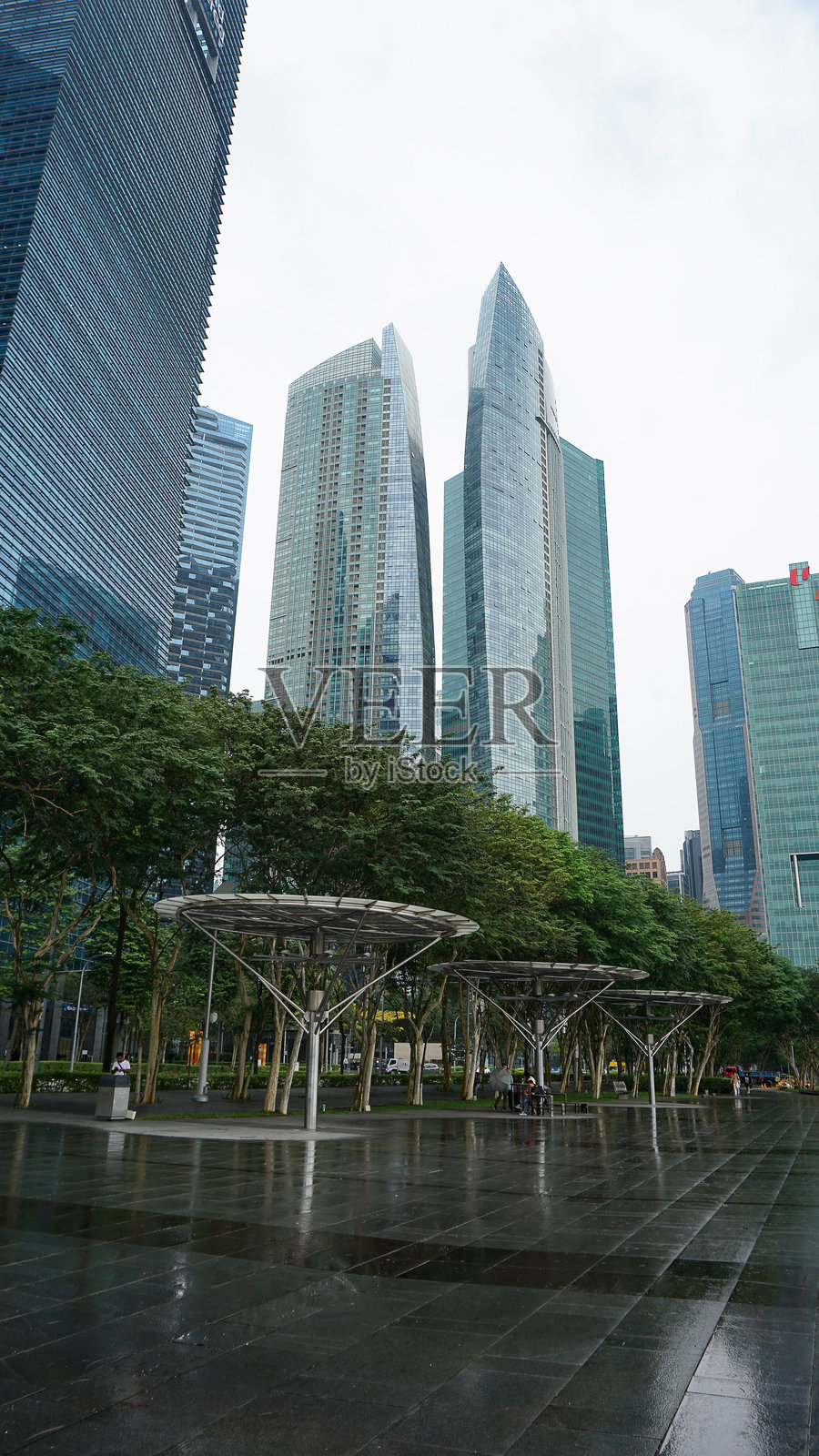 滨海湾全景。滨海湾是新加坡最著名的旅游景点之一。照片摄影图片