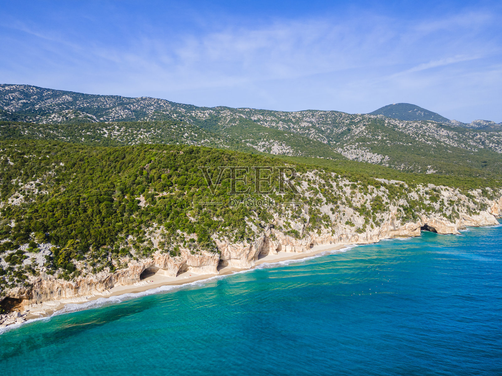 卡拉卢纳，意大利撒丁岛东海岸最具标志性的海滩之一照片摄影图片