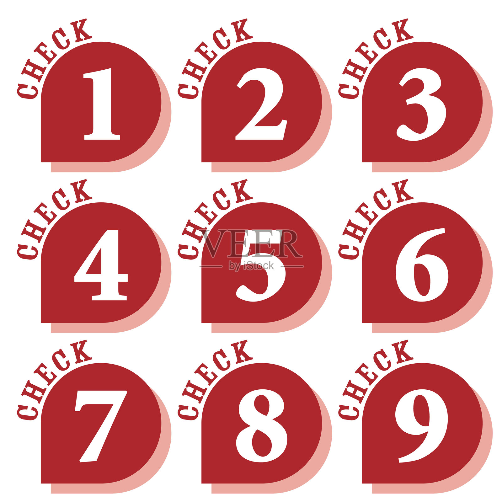 插图素材：数字图标1到9插画图片素材