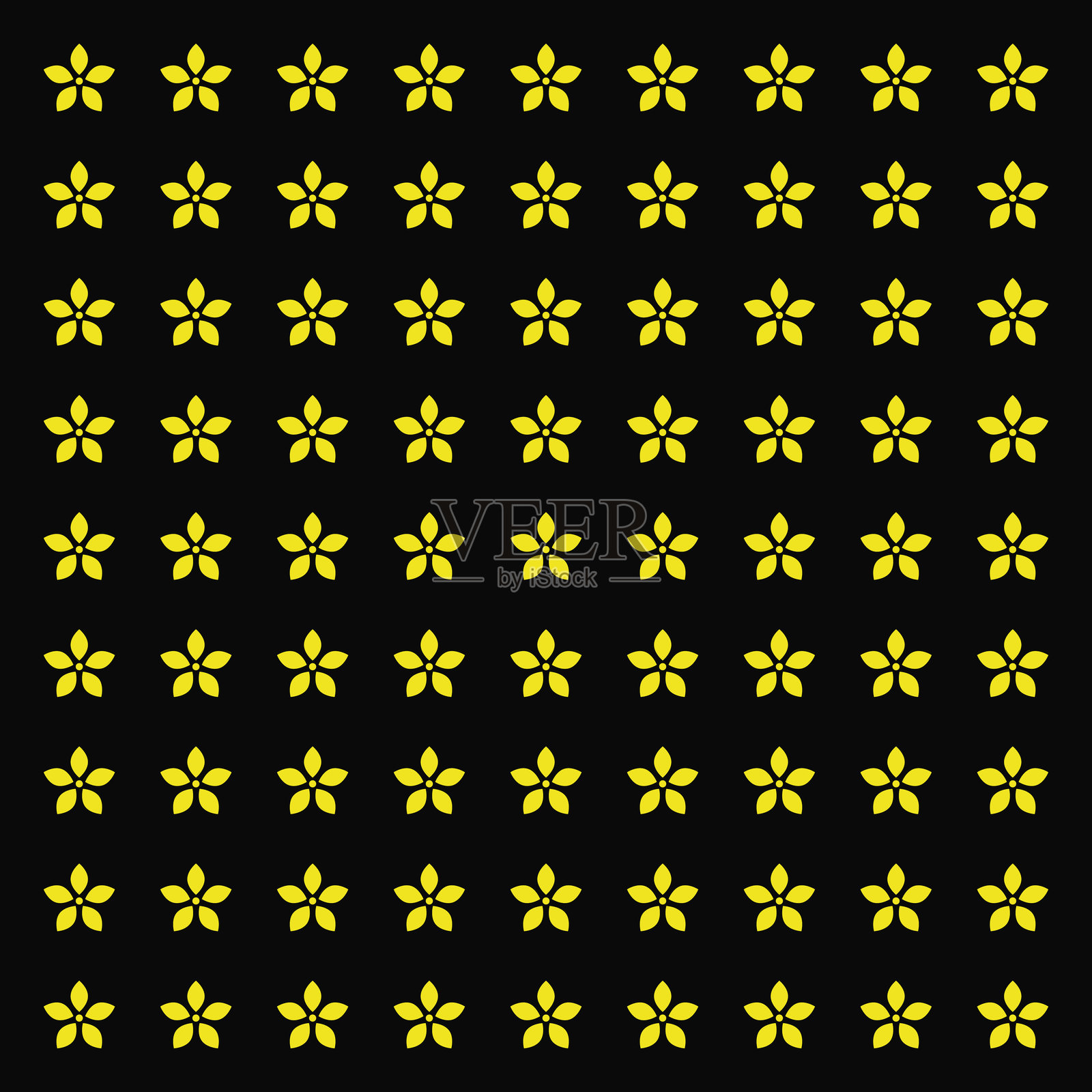 花卉矢量图案。双色明亮春季花卉装饰，适用于壁纸、包装纸、背景布料的矢量无缝图案，带有装饰性花朵 - 适用于网页或印刷的设计元素。插画图片素材