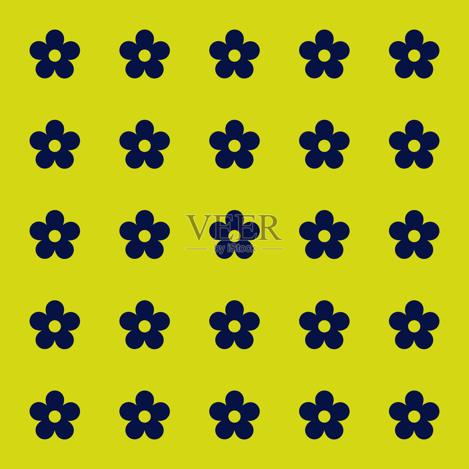 花卉矢量图案。双色明亮春季花卉装饰，适用于壁纸、包装纸、背景布料的矢量无缝图案 - 网页或印刷设计元素。插画图片素材